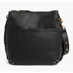 American Leather Co Luca Crossbody Bag Womens Medium Black Pebbled Leather Boho
